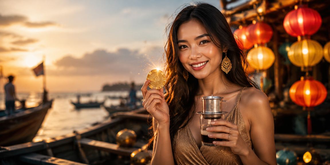 Không gian cà phê tại Hội An với người dùng truy cập nền tảng giải trí trực tuyến 51live
